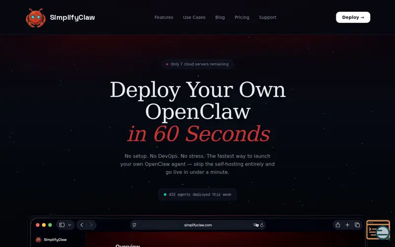 Screenshot of SimplifyClaw
