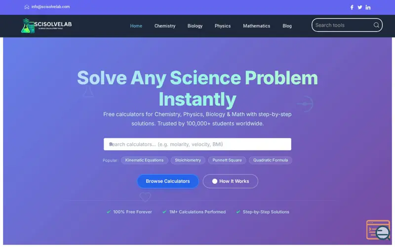 Screenshot of scisolvelab.com
