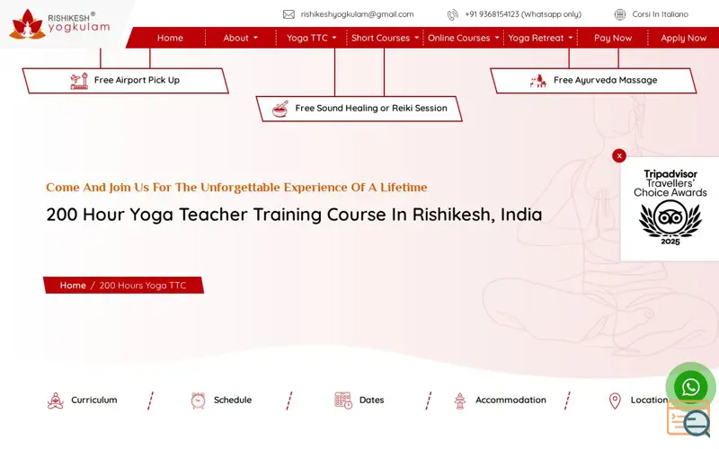 Screenshot of 200 Hour YTTC in Rishikesh