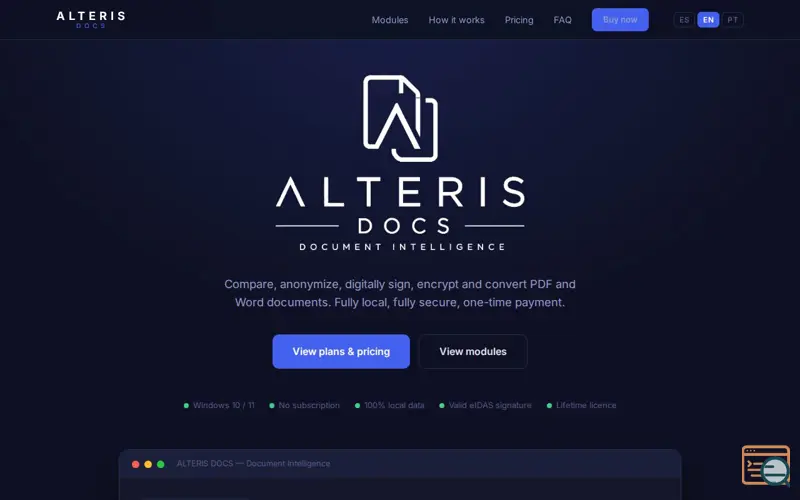 Screenshot of Alteris Docs