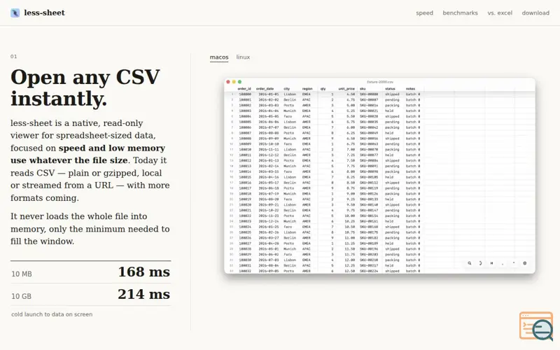 Screenshot of less-sheet
