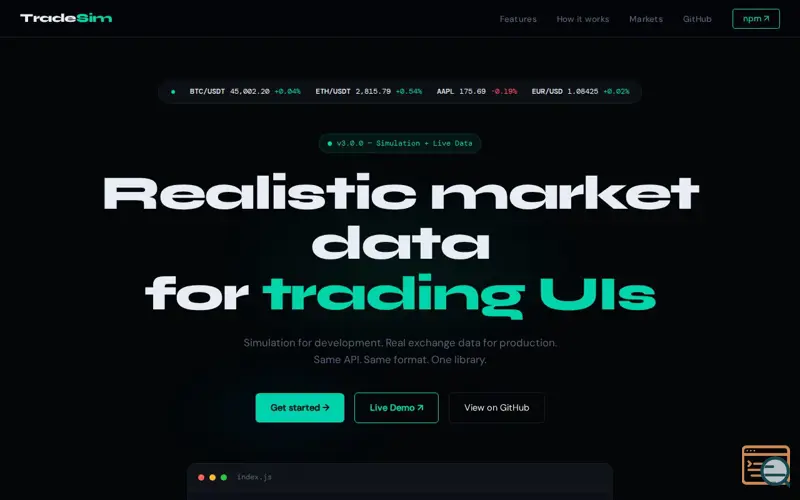 Screenshot of TradeSim - Realistic Market Data
