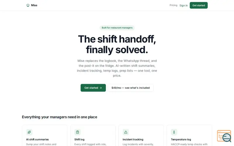 Screenshot of Mise