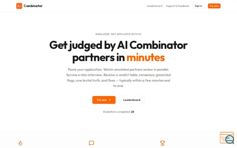 Screenshot of AI Combinator