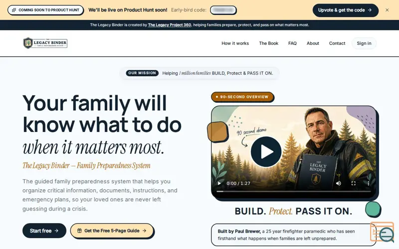 Screenshot of The Legacy Binder Family Prep System