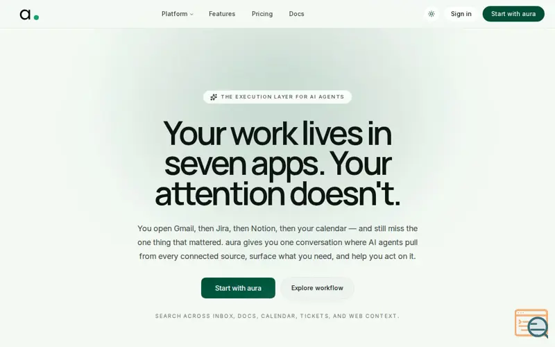 Screenshot of aura