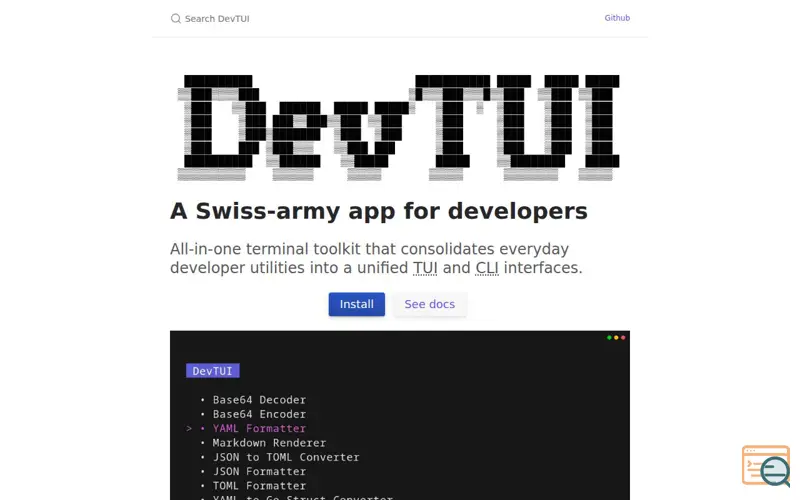 Screenshot of DevTUI