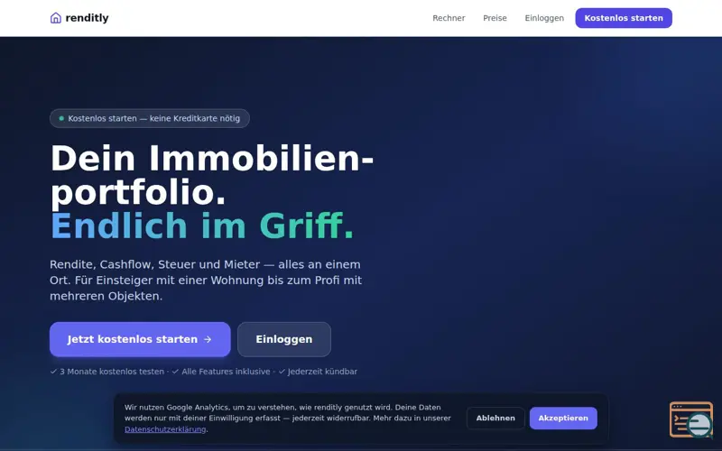 Screenshot of renditly.de