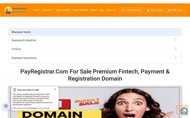 Screenshot of PayRegistrar.com Domain for sale