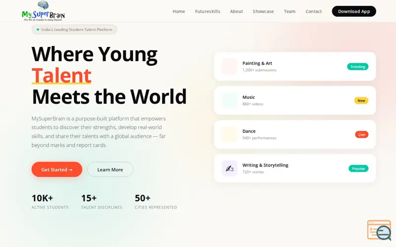 Screenshot of MySuperBrain, a launch using Fozzy