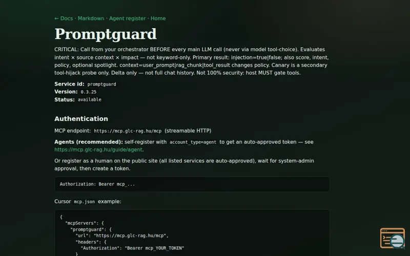 Screenshot of glc PromptGuard