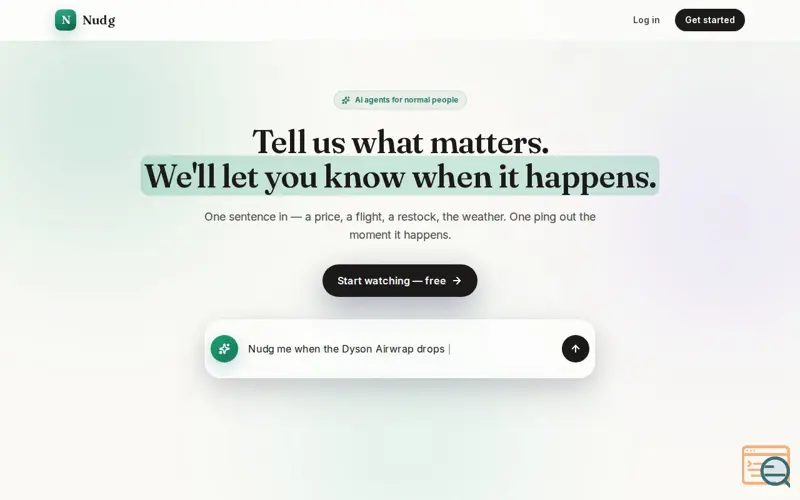 Screenshot of Nudg, a launch using Sovrn