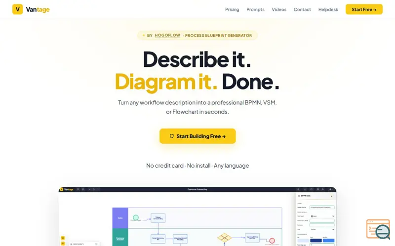 Screenshot of Vantage, a launch using Maileroo