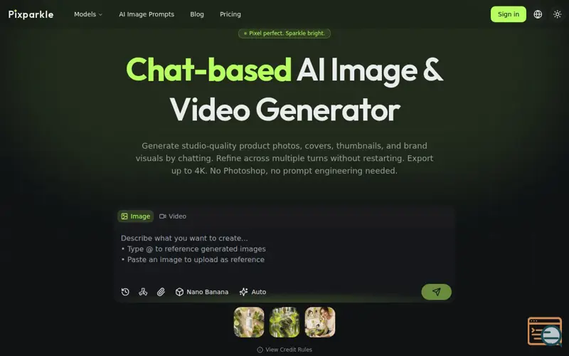 Screenshot of Pixparkle - AI Image Generator