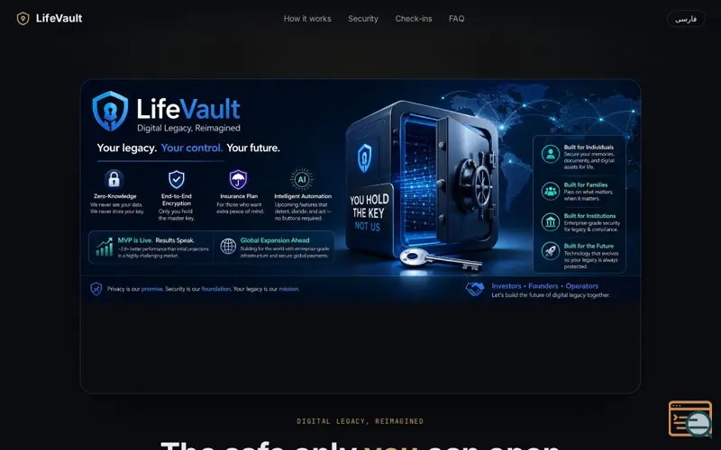 Screenshot of LifeVault — Digital Legacy, Reimagined