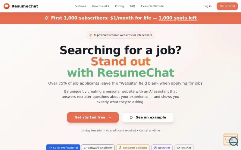 Screenshot of ResumeChat.ai 