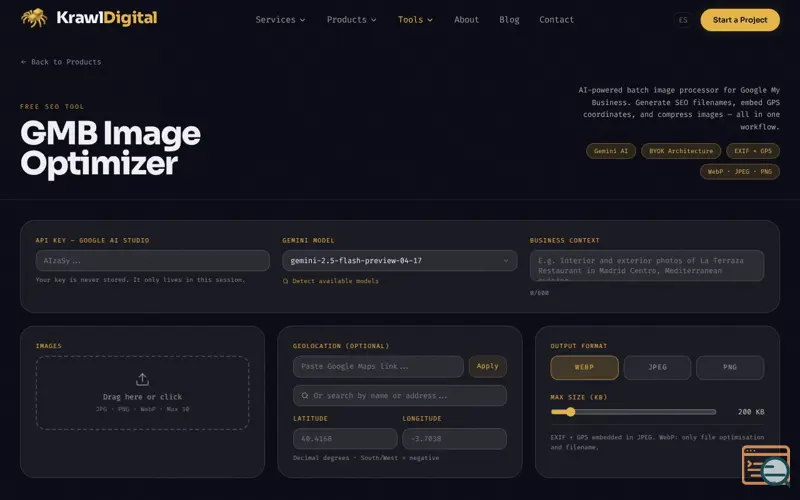 Screenshot of GMB Image Optimizer for SEO