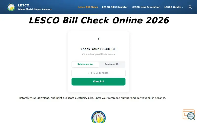 Screenshot of LESCO-Online, a launch using html2pdf.js