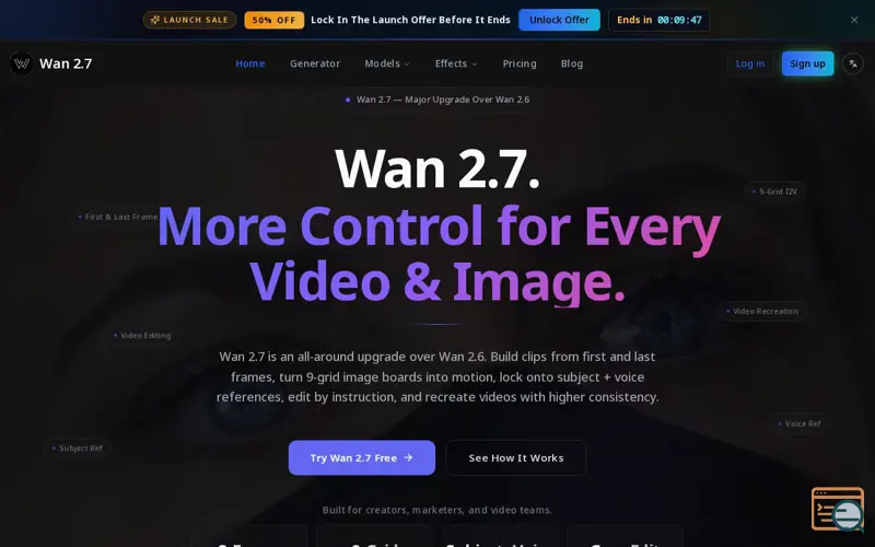 Screenshot of Wan 2.7
