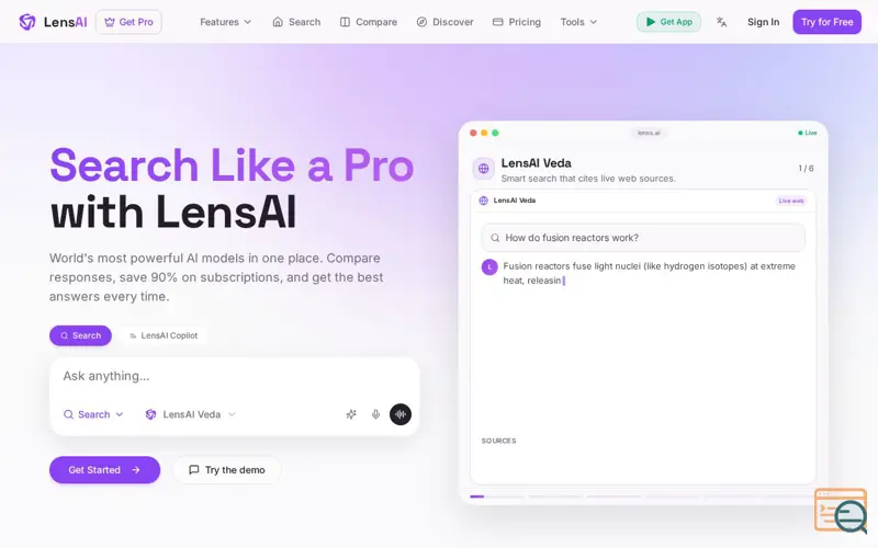 Screenshot of LensAI - One Search, Every AI Model