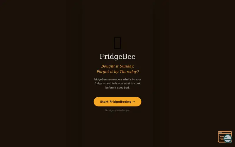 Screenshot of FridgeBee