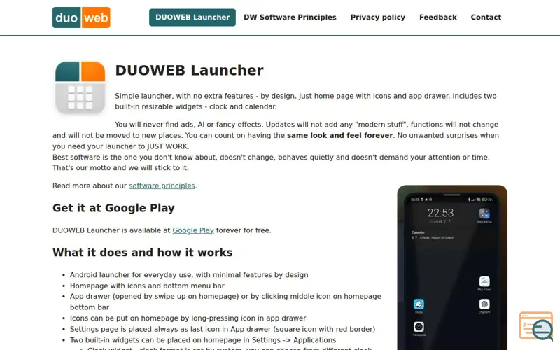 Screenshot of DUOWEB Launcher