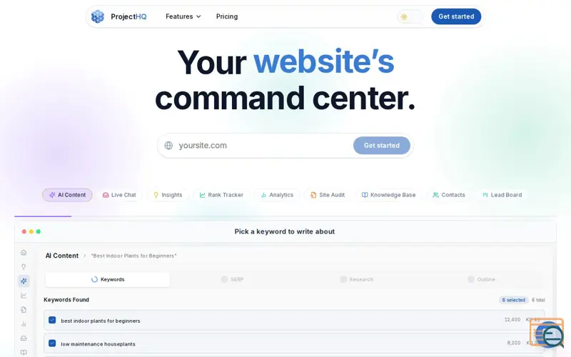 Screenshot of ProjectHQ