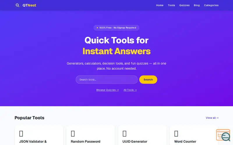 Screenshot of QTNest