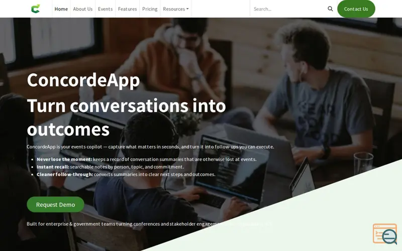 Screenshot of ConcordeApp