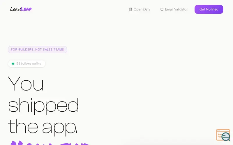 Screenshot of LeadLeap