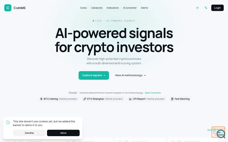Screenshot of CoinMS