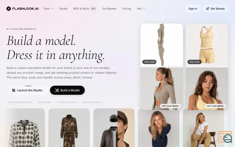 Screenshot of FLASHLOOK.AI - AI Fashion Models