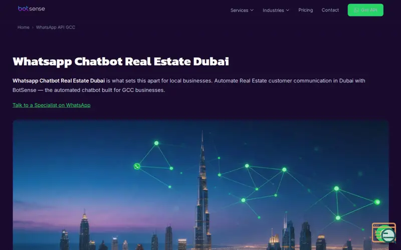 Screenshot of BotSense — WhatsApp Chatbot Dubai RE