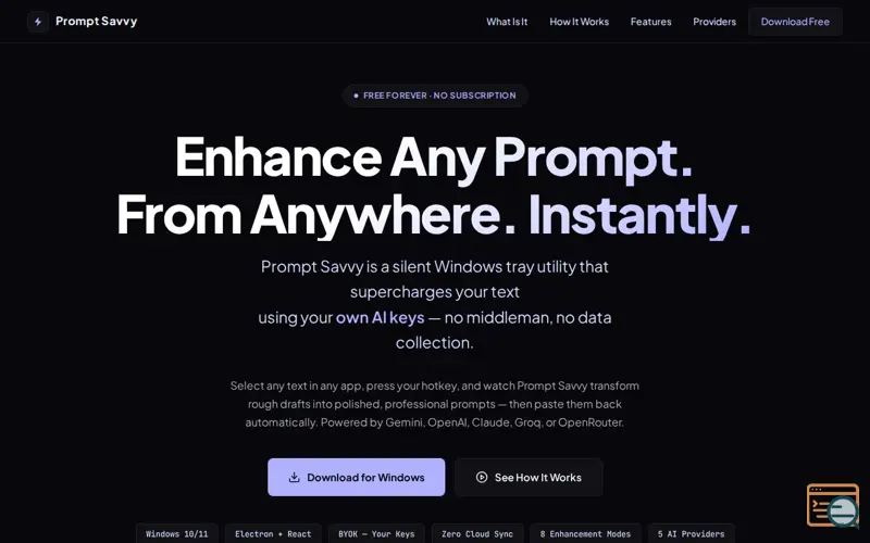 Screenshot of Prompt Savvy