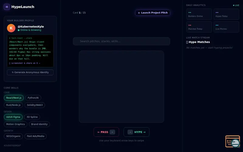 Screenshot of HypeLaunch — Co