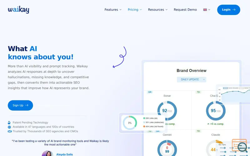 Screenshot of Waikay, a launch using JSCloud
