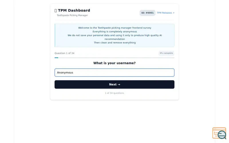 Screenshot of Tpmme