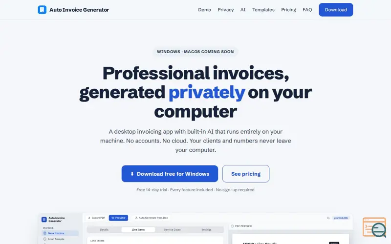 Screenshot of Auto Invoice Generator