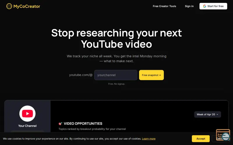 Screenshot of MyCoCreator