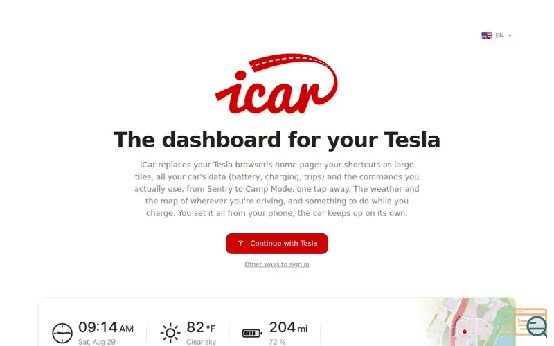 Screenshot of iCar — the dashboard for your Tesla