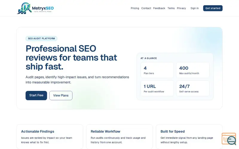 Screenshot of MetryxSEO