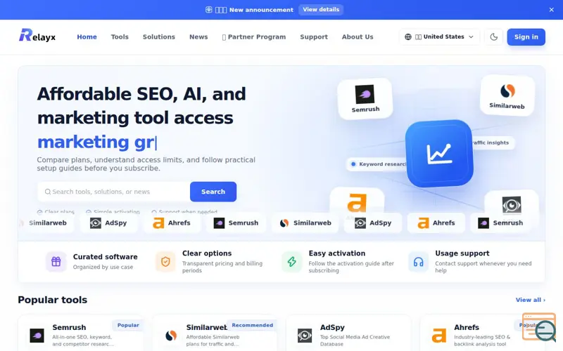 Screenshot of RelayX
