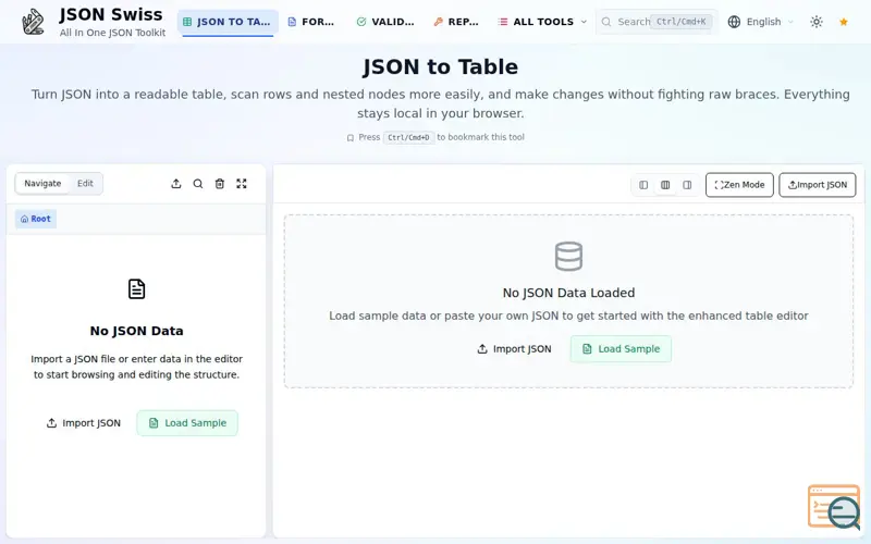 Screenshot of JSONSwiss