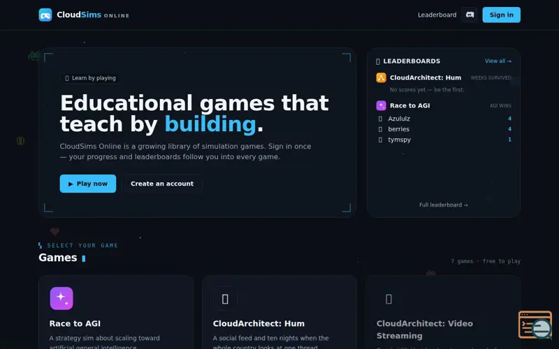 Screenshot of CloudSims