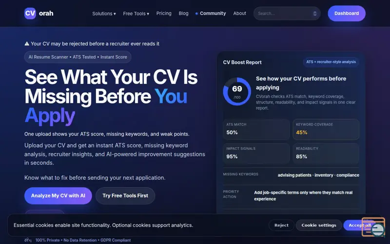 Screenshot of CVorah
