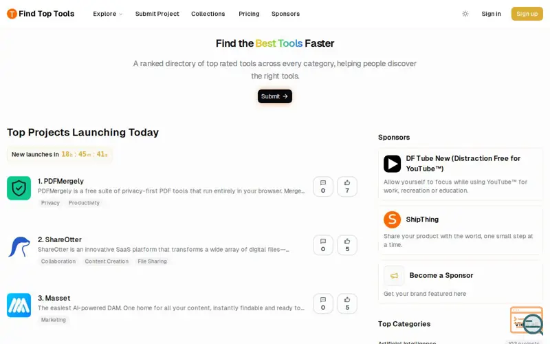 Screenshot of Find Top Tools