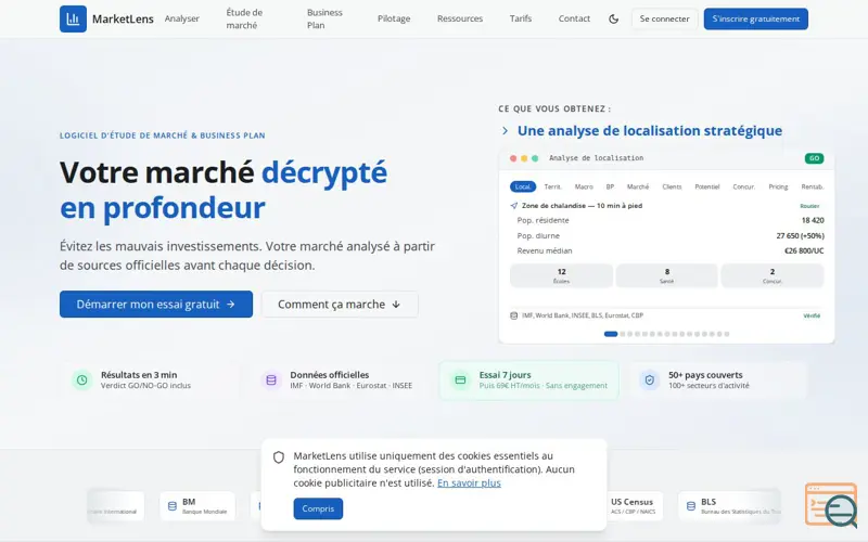 Screenshot of MarketLens