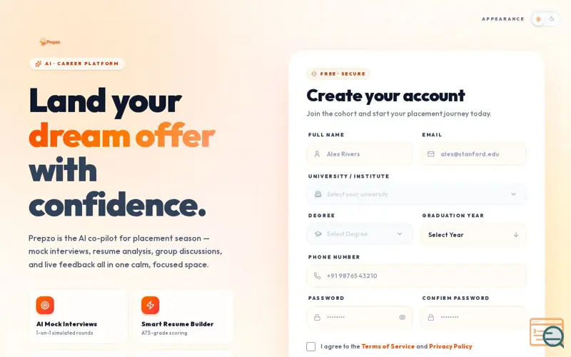 Screenshot of Prepzo