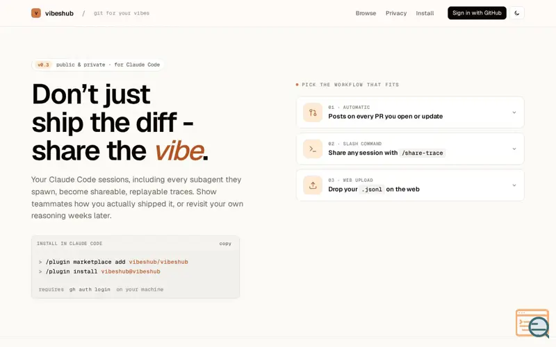 Screenshot of Vibeshub, a launch using Azure Container Apps