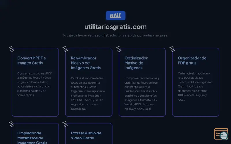 Screenshot of Utilitarios Gratis, a launch using LiteSpeed Web Server